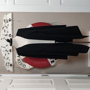 Eileen Fisher Merino Wool Open Weave Waterfall Cardigan Black Large